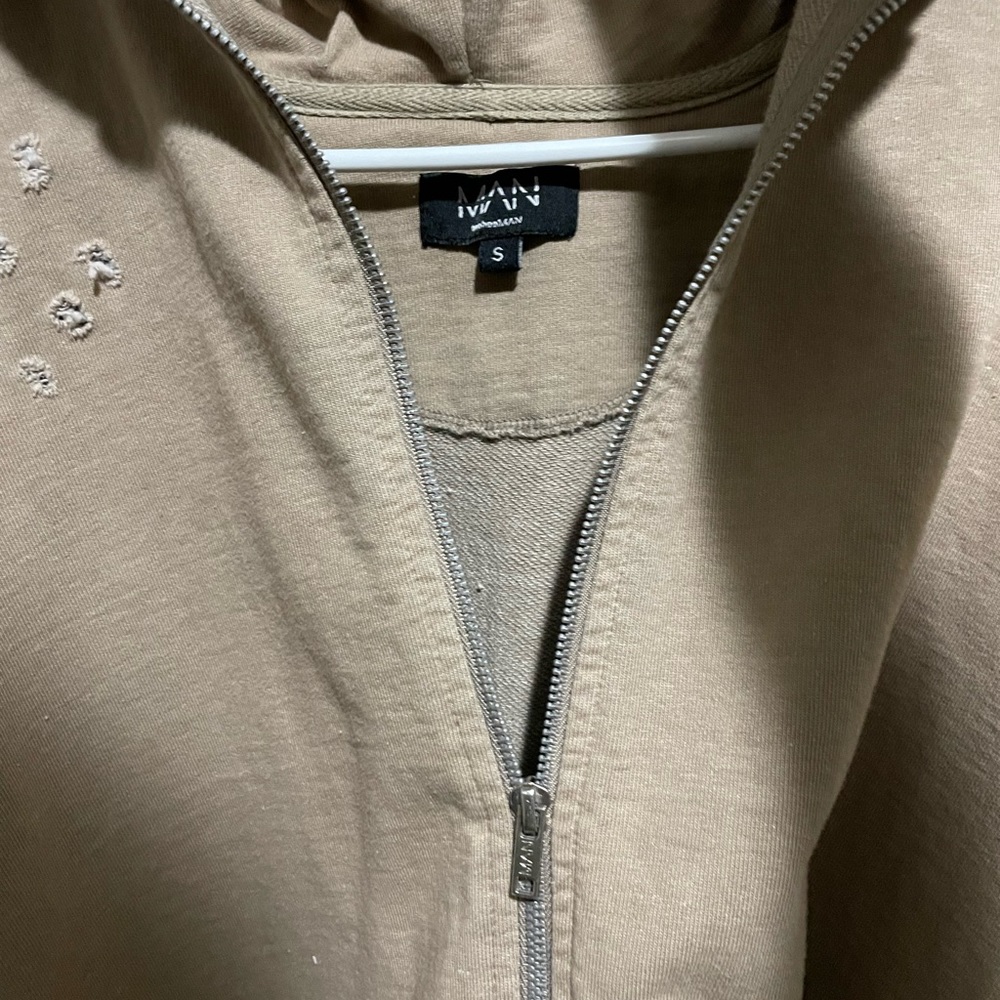 Distressed Zip Up Hoodie